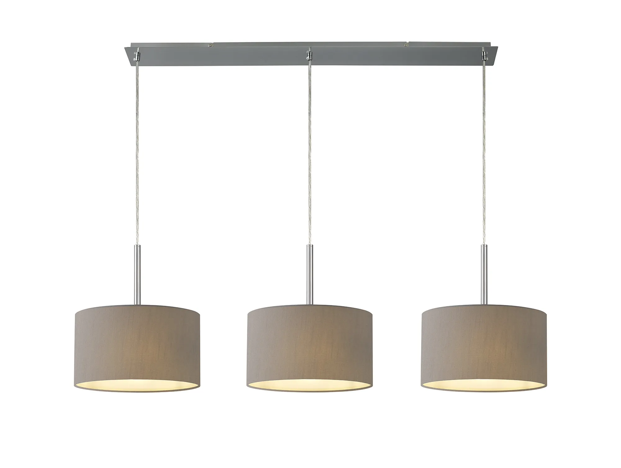 Baymont 30cm Shade 3 Light Pendant Polished Chrome, Grey